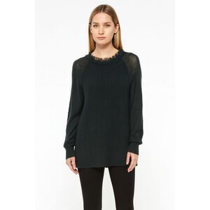 Amadi Anthro Green Fringe Neck Sweater M Whimsigoth Earthcore